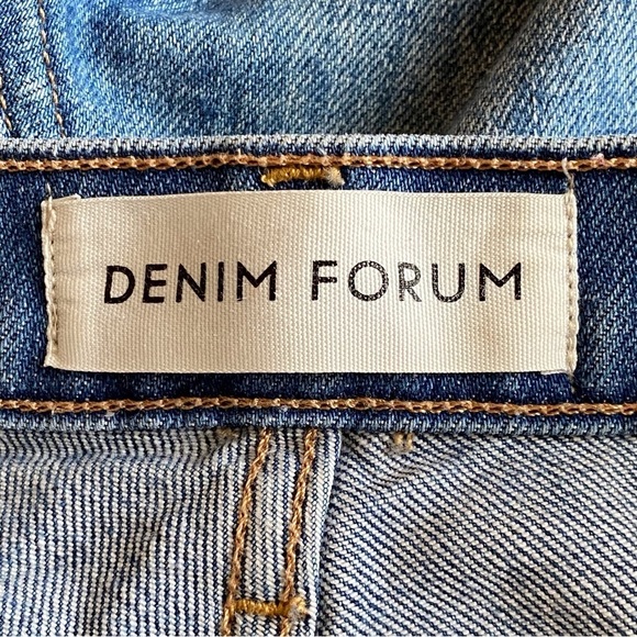 Denim Forum The Yoko High Rise Slim Womans Size 28 In My Bleu L'amour Distressed - Picture 9 of 14